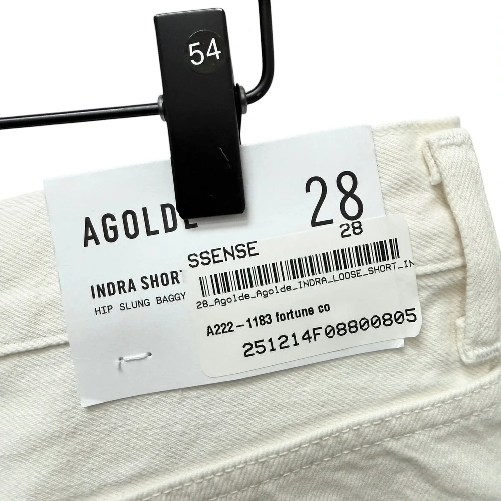 AGOLDE Indra Hip Slung Baggy Denim Shorts Fortune White Size 28 NEW - Picture 6 of 9